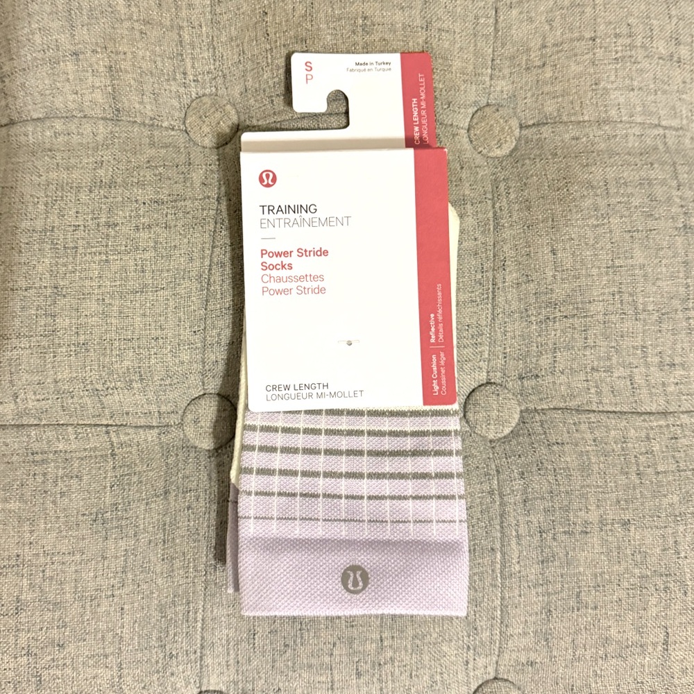 NWT✨Lululemon Power Stride Crew Socks Reflective Lavender Frost Small Retail $28 - Picture 2 of 5